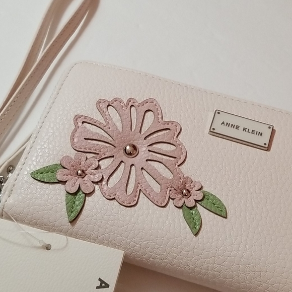 Anne Klein Handbags - Gardenia Anne Klein Slim Leather Wallet Wristlet